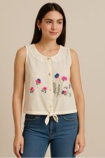 Khadi too embroidery work half